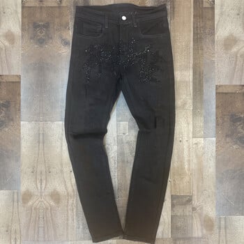 Ανδρικό Broken Hole Black Hot Drill Pencil Jeans Slim Men Street Punk Denim Παντελόνι Classic Cowboys Skinny Young Man Biker Παντελόνι