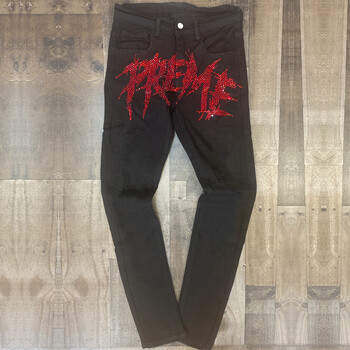 Ανδρικό Broken Hole Black Hot Drill Pencil Jeans Slim Men Street Punk Denim Παντελόνι Classic Cowboys Skinny Young Man Biker Παντελόνι