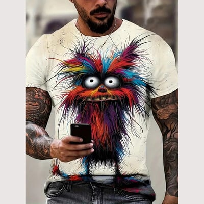 Лятна мъжка тениска Street Casual с къс ръкав Cartoon 3d Print Funny Animal T-shirts Fashion Streetwear Мъжко мъжко облекло