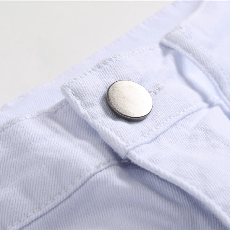 Мъжки модни скъсани еластични тесни дънки Панталони Мъжки унищожени плътни Sim Fit джогинг моливи дънкови панталони