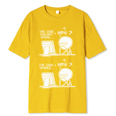 Radošs, smieklīgs programmētāja kods darbojas Kāpēc ikdienas krekls ar apdruku Camiseta Hombre Linux operētājsistēma Modes ielu apģērbi vīriešiem