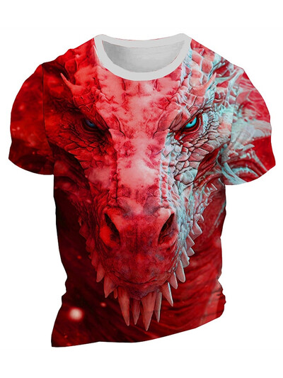 3D Dragon Print vīriešu T-krekls Vasaras ikdienas ikdienas vīriešu ielas T-krekls āra sportam īsām piedurknēm Urban Fashion vīriešu T-krekls