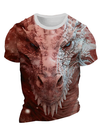 3D Dragon Print vīriešu T-krekls Vasaras ikdienas ikdienas vīriešu ielas T-krekls āra sportam īsām piedurknēm Urban Fashion vīriešu T-krekls