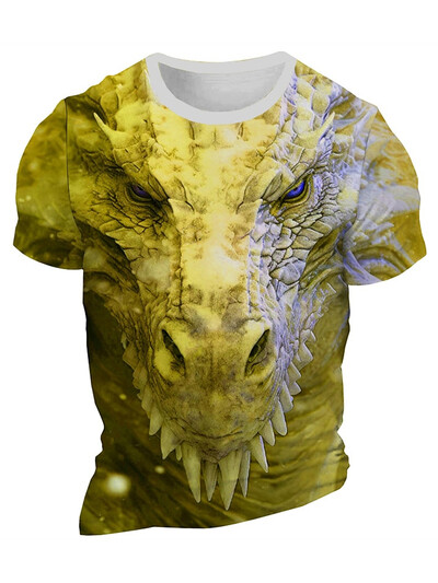 3D Dragon Print vīriešu T-krekls Vasaras ikdienas ikdienas vīriešu ielas T-krekls āra sportam īsām piedurknēm Urban Fashion vīriešu T-krekls