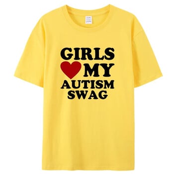 Girls Love My Autism Swag Забавни подаръци за момчета с аутизъм Тениски за осведоменост Графично улично облекло Идеи за подаръци с къс ръкав Тениска за мъже