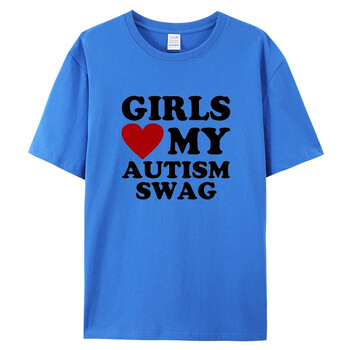 Girls Love My Autism Swag Забавни подаръци за момчета с аутизъм Тениски за осведоменост Графично улично облекло Идеи за подаръци с къс ръкав Тениска за мъже