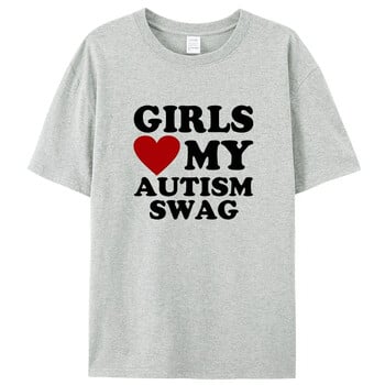 Girls Love My Autism Swag Забавни подаръци за момчета с аутизъм Тениски за осведоменост Графично улично облекло Идеи за подаръци с къс ръкав Тениска за мъже