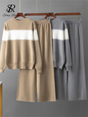 SINGREINY rudens pamati siltie divu gabalu komplekti sievietēm ar pilnām piedurknēm brīvi topi + ar augstu vidukli, platām kājām garas bikses, džemperu komplekti