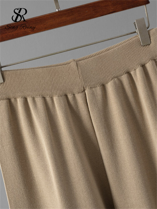 SINGREINY rudens pamati siltie divu gabalu komplekti sievietēm ar pilnām piedurknēm brīvi topi + ar augstu vidukli, platām kājām garas bikses, džemperu komplekti