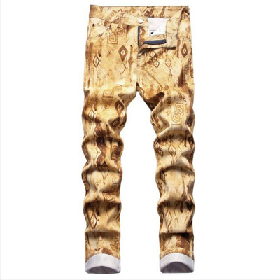 2021 Нови цветни пролетни есенни мъжки тесни еластични дънки Мъжки прилепнали байкерски дънкови памучни панталони Мотоциклетни дънки para hombre