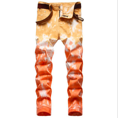 2021 Нови цветни пролетни есенни мъжки тесни еластични дънки Мъжки прилепнали байкерски дънкови памучни панталони Мотоциклетни дънки para hombre