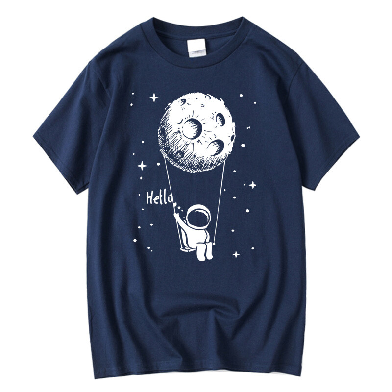 Ljetna muška majica kratkih rukava visoke kvalitete, 100% pamuk, šaljivi svemirski dizajn, ležerna majica kratkih rukava, cool, široka muška majica