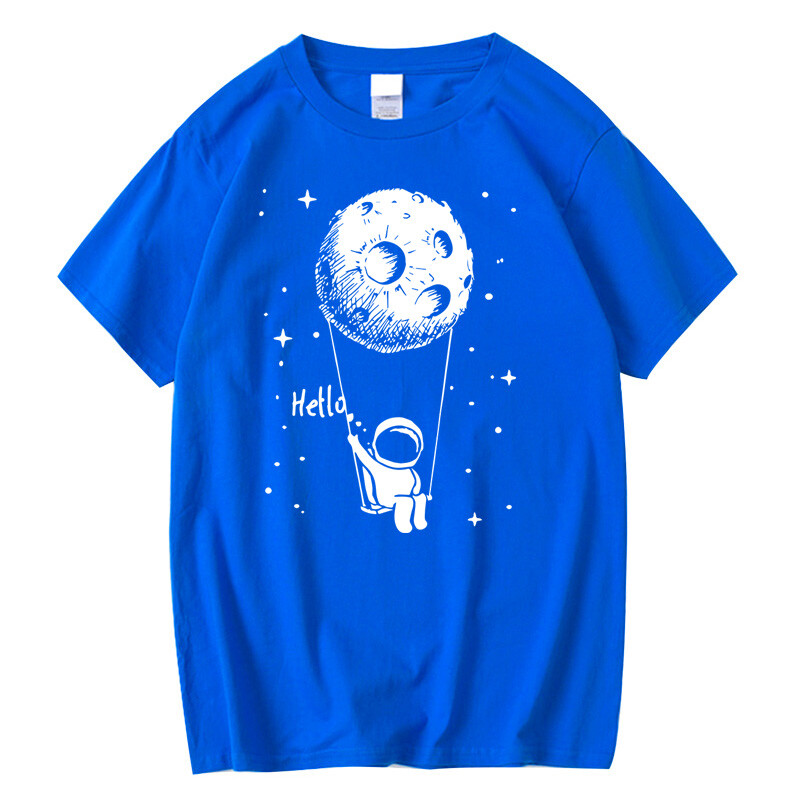 Ljetna muška majica kratkih rukava visoke kvalitete, 100% pamuk, šaljivi svemirski dizajn, ležerna majica kratkih rukava, cool, široka muška majica