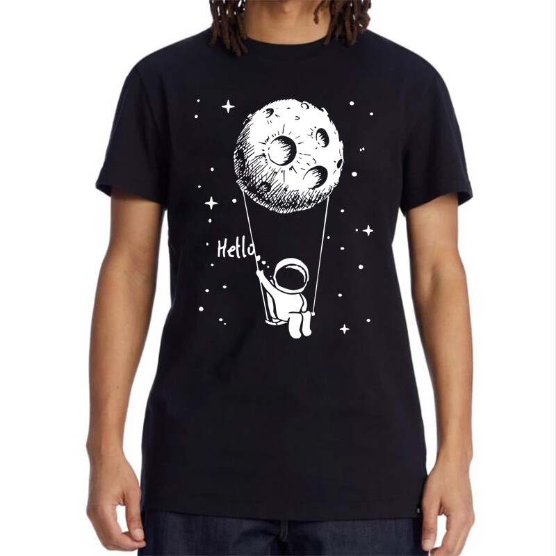 Ljetna muška majica kratkih rukava visoke kvalitete, 100% pamuk, šaljivi svemirski dizajn, ležerna majica kratkih rukava, cool, široka muška majica
