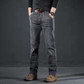 Liels izmērs 42 44 46 Vīriešu džinsi Klasiski vintage dūmu pelēkas taisnas bikses pavasara rudens lielizmēra vīriešu bikses zīmola apģērbi