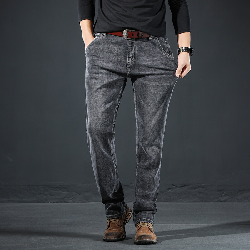 Liels izmērs 42 44 46 Vīriešu džinsi Klasiski vintage dūmu pelēkas taisnas bikses pavasara rudens lielizmēra vīriešu bikses zīmola apģērbi