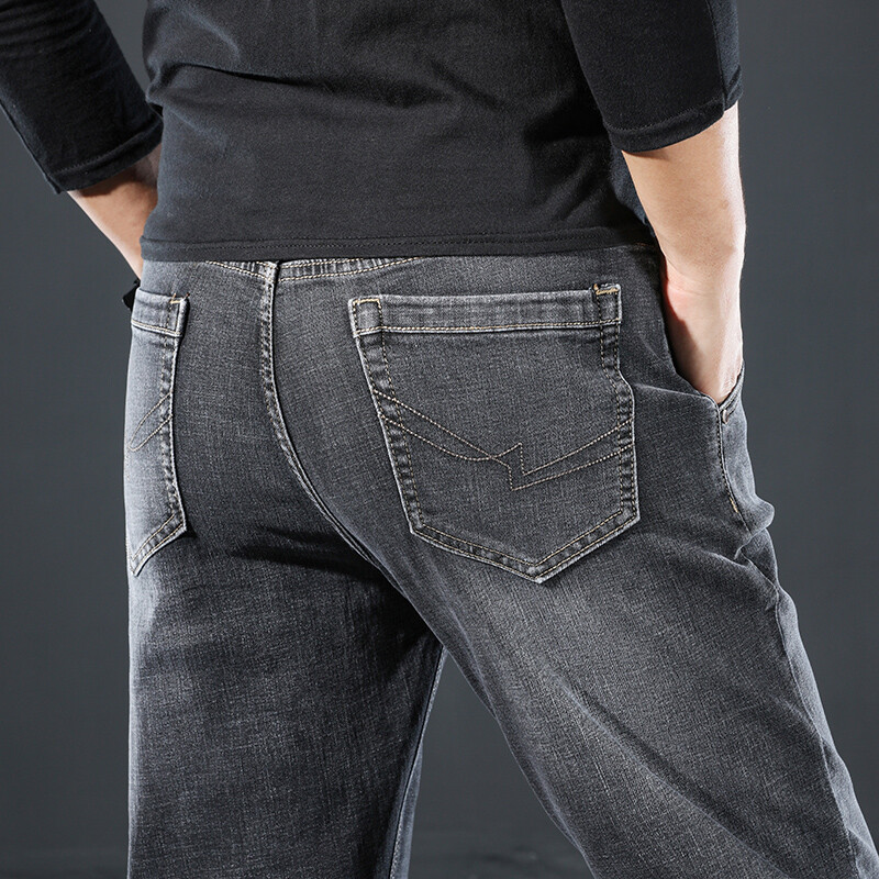 Liels izmērs 42 44 46 Vīriešu džinsi Klasiski vintage dūmu pelēkas taisnas bikses pavasara rudens lielizmēra vīriešu bikses zīmola apģērbi