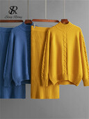 SINGREINY talvemood, soojad paksud naiste ülikonnad, lahtised kootud pulloverid+elastne vöökoht pikk seelik vabaaja kodurõivad 2tk komplektid