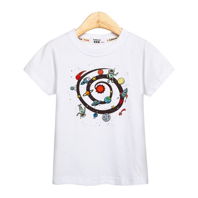 2024. gada jauns astronautu T-krekls ar īsām piedurknēm, mazuļu zēnu vasaras topi, bērnu multfilmu kokvilnas krekls 3-14T