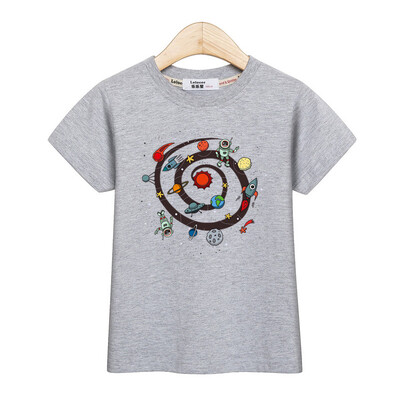 2024. gada jauns astronautu T-krekls ar īsām piedurknēm, mazuļu zēnu vasaras topi, bērnu multfilmu kokvilnas krekls 3-14T