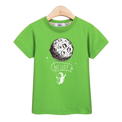 2024. gada jauns astronautu T-krekls ar īsām piedurknēm, mazuļu zēnu vasaras topi, bērnu multfilmu kokvilnas krekls 3-14T