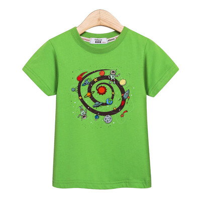 2024. gada jauns astronautu T-krekls ar īsām piedurknēm, mazuļu zēnu vasaras topi, bērnu multfilmu kokvilnas krekls 3-14T