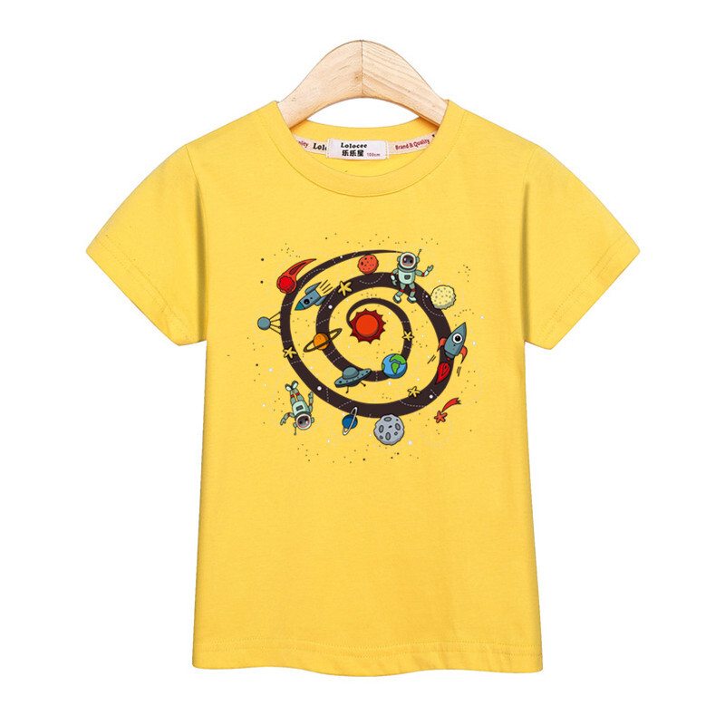 2024. gada jauns astronautu T-krekls ar īsām piedurknēm, mazuļu zēnu vasaras topi, bērnu multfilmu kokvilnas krekls 3-14T