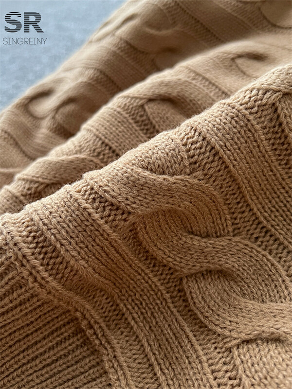 SINGREINY ziemas biezs džemperis, divdaļīgs uzvalks ar garām piedurknēm bruņurupuču džemperis + sadalīti svārki, solīdi sieviešu modes silti komplekti