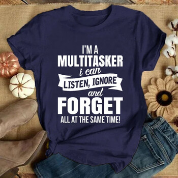 I\'m A Multitasker Print T-shirt with Funny Saying Мъжка и дамска модна графична тениска Черна тениска Летни ризи с къс ръкав