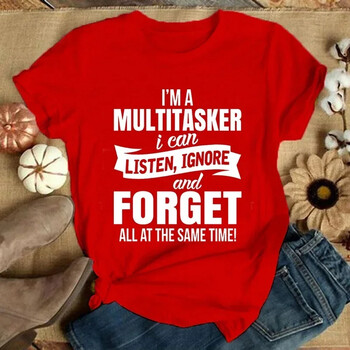 I\'m A Multitasker Print T-shirt with Funny Saying Мъжка и дамска модна графична тениска Черна тениска Летни ризи с къс ръкав