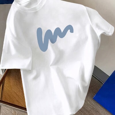 Suvine meeste 100% puuvillane mugav vabaaja vaba ülisuur loominguline mustriga trükitud sportlik ümarkaelus lühikeste varrukatega T-särgi topp