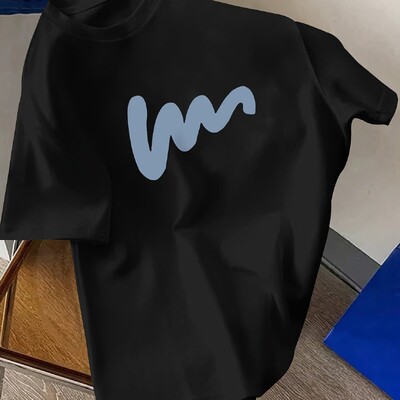 Suvine meeste 100% puuvillane mugav vabaaja vaba ülisuur loominguline mustriga trükitud sportlik ümarkaelus lühikeste varrukatega T-särgi topp