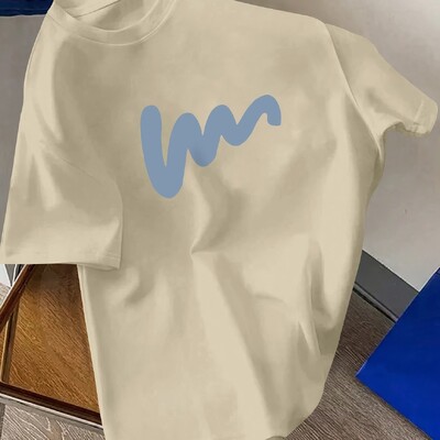 Suvine meeste 100% puuvillane mugav vabaaja vaba ülisuur loominguline mustriga trükitud sportlik ümarkaelus lühikeste varrukatega T-särgi topp