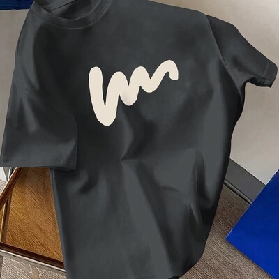 Suvine meeste 100% puuvillane mugav vabaaja vaba ülisuur loominguline mustriga trükitud sportlik ümarkaelus lühikeste varrukatega T-särgi topp