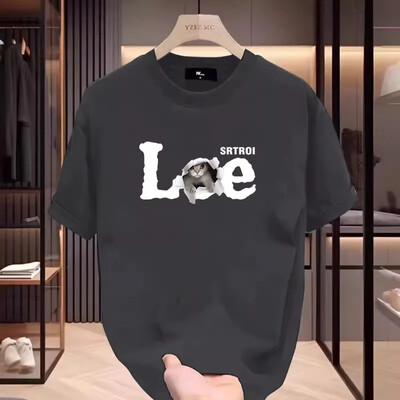 2025. aasta Meeste puuvillane T-särk vabaaja kirjatrükiga T-särk Suuremõõtmelised sporditopsid Hingavad mugavad tänavarõivad S-4XL meeste riided