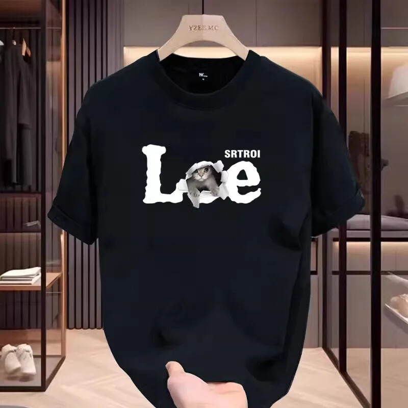 2025. aasta Meeste puuvillane T-särk vabaaja kirjatrükiga T-särk Suuremõõtmelised sporditopsid Hingavad mugavad tänavarõivad S-4XL meeste riided