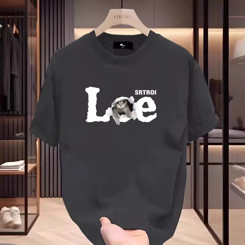 2025. aasta Meeste puuvillane T-särk vabaaja kirjatrükiga T-särk Suuremõõtmelised sporditopsid Hingavad mugavad tänavarõivad S-4XL meeste riided