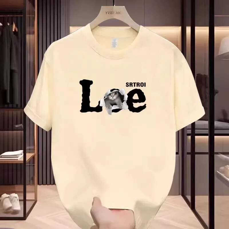 2025. aasta Meeste puuvillane T-särk vabaaja kirjatrükiga T-särk Suuremõõtmelised sporditopsid Hingavad mugavad tänavarõivad S-4XL meeste riided