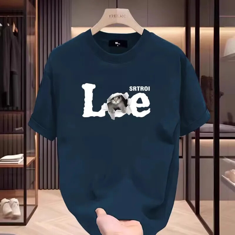 2025. aasta Meeste puuvillane T-särk vabaaja kirjatrükiga T-särk Suuremõõtmelised sporditopsid Hingavad mugavad tänavarõivad S-4XL meeste riided