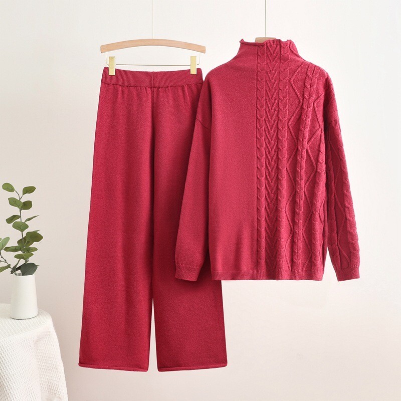 Ikdienas trikotāžas sieviešu 2 daļu komplekti silti, mīksti, eleganti džemperu topi, tērpi Korejai.