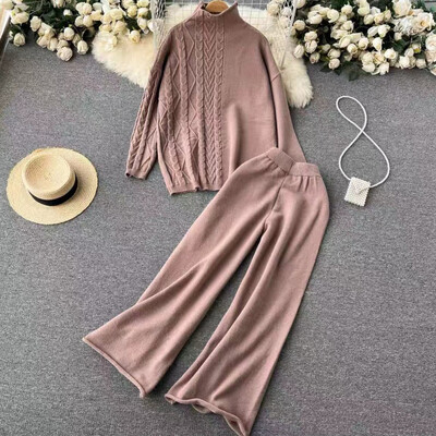 Jersey Mujer sügistalvine moe kampsun kilpkaelus, vaba vabaaja kootud komplekt, avar paks soe kampsun lahtine naiste ülikond CR1416