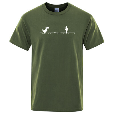 Meeste T-särgid Trükitud dinosaurusekaktus Funny Tops Suvine puuvillane T-särk meestele Casual O-kaelusega T-särgid Tänavarõivad Basic Top