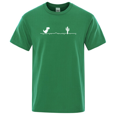 Meeste T-särgid Trükitud dinosaurusekaktus Funny Tops Suvine puuvillane T-särk meestele Casual O-kaelusega T-särgid Tänavarõivad Basic Top