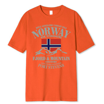 Summer Norway Flag Fjord Mountain T Shirt Crazy Hip Hop Мъжка риза Cotton Crewneck Плюс размер С къс ръкав Забавни тениски Мъжки