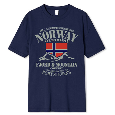 Suvine Norra lipp Fjordi mägede T-särk Crazy Hip Hop Meeste Särk Puuvillane Crewneck Plus Size Lühikeste Varrukatega Naljakad T-särgid Meestele