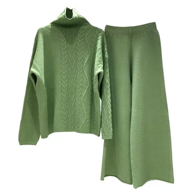 Neformāls, moderns Jaungada sieviešu trikotāžas džemperu komplekts, džemperis ar 2-daļīgu, rudens ziemas modes apģērbu