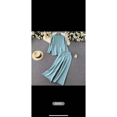 Neformāls, moderns Jaungada sieviešu trikotāžas džemperu komplekts, džemperis ar 2-daļīgu, rudens ziemas modes apģērbu