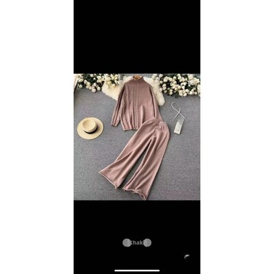 Neformāls, moderns Jaungada sieviešu trikotāžas džemperu komplekts, džemperis ar 2-daļīgu, rudens ziemas modes apģērbu