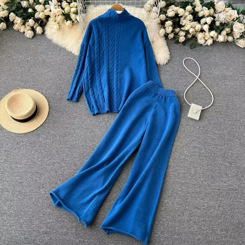 Neformāls, moderns Jaungada sieviešu trikotāžas džemperu komplekts, džemperis ar 2-daļīgu, rudens ziemas modes apģērbu