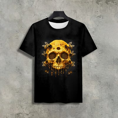 Suvine meeste T-särk Skull Bee 3D Print Pullover Outdoor Crew Kaelusega lühikeste varrukatega T-särk Moodne meeste ülisuur riietus